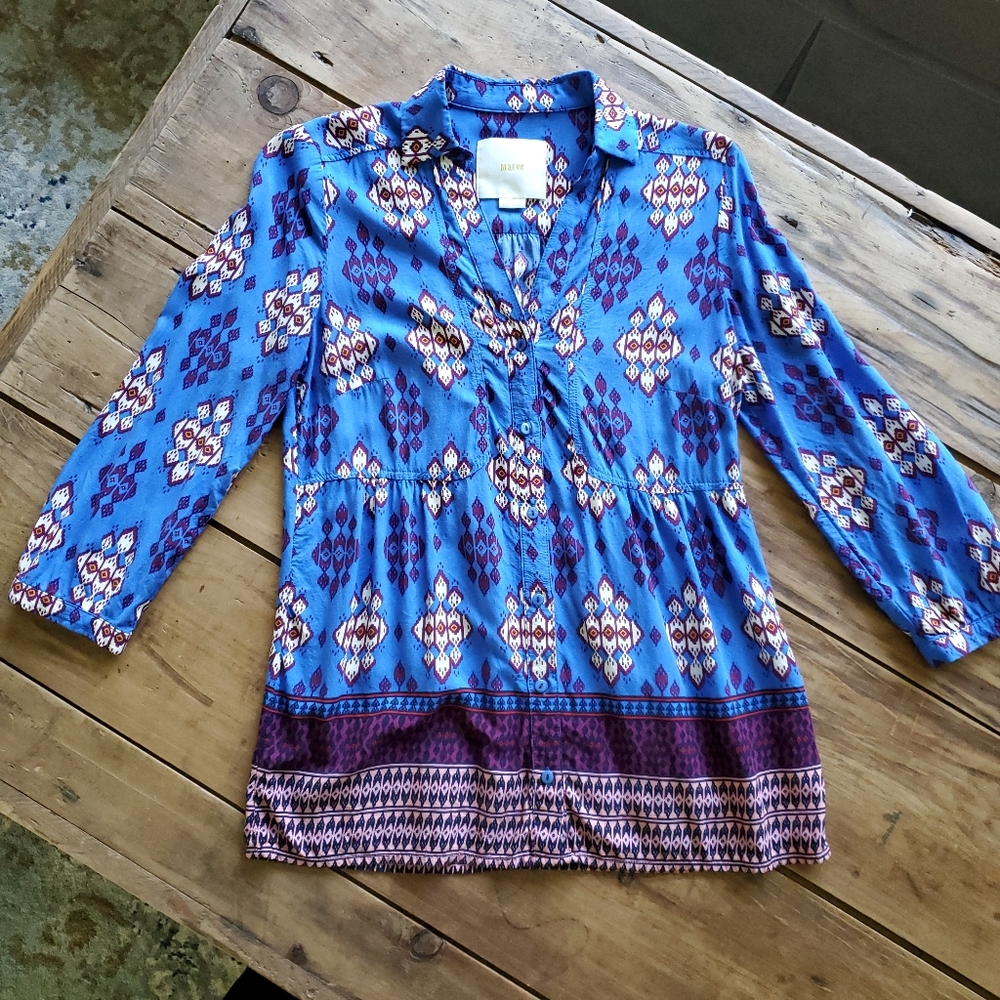 Anthropologie Maeve Printed Blouse Size 4